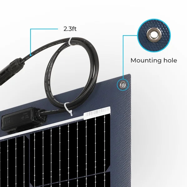 Pannello Solare Flessibile Renogy 100W, 12 Volt – Pannello Solare Semiflessibile Pieghevole Monocristallino per Sistemi Solari Off-Grid, ideale per uso marino.