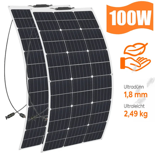 PowMr 100W/200W/300W Flexible Solar Panels 12V Solar Cell MONO ETFE Solar Battery 18V Camping RV Boat Home Charge Power Supplies
