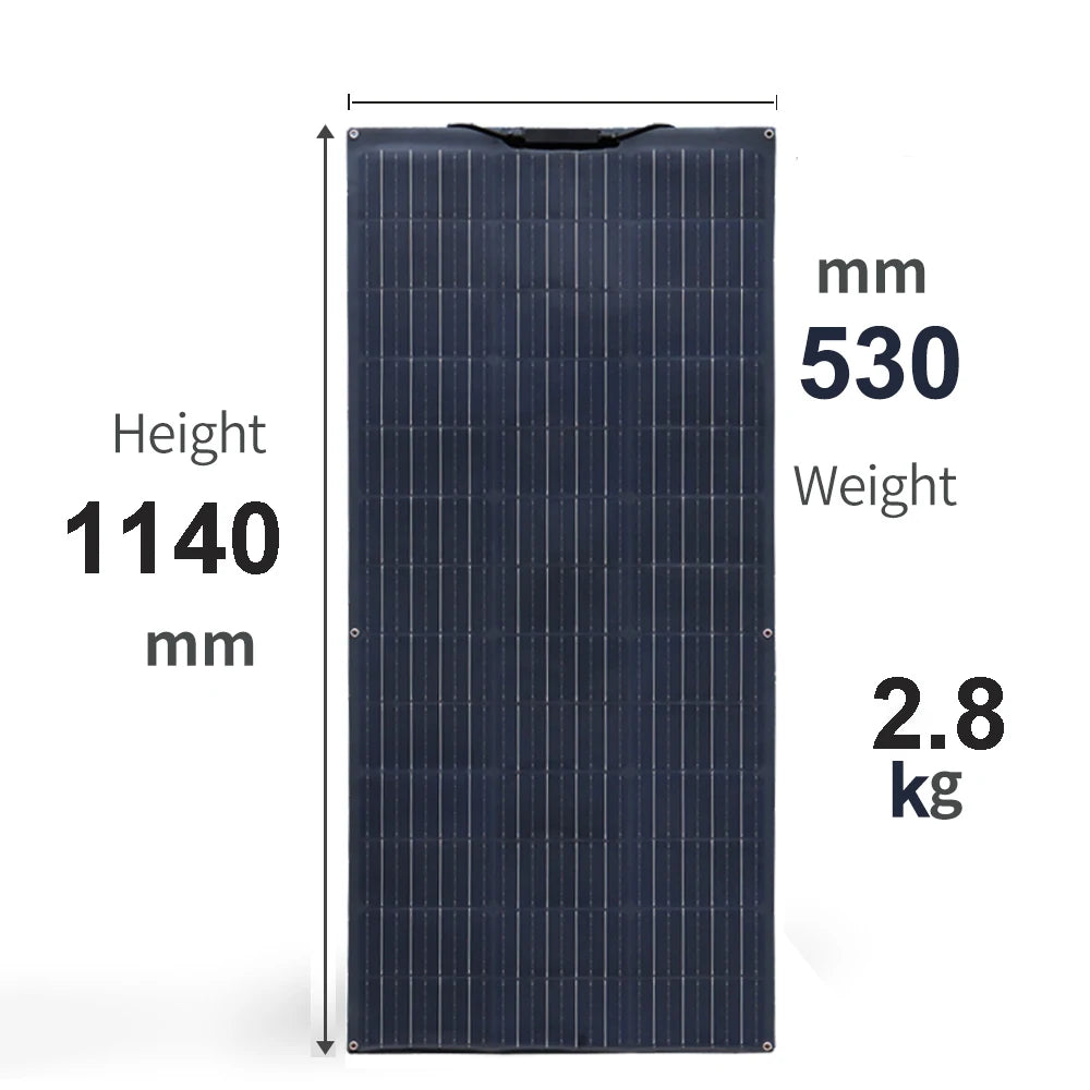 Pannello Solare Flessibile 280W / 140W 12V – Kit Completo Sistema Fotovoltaico per Casa, Auto, Tetto di Camper o RV – Magazzino UE, Spedizione con DHL.