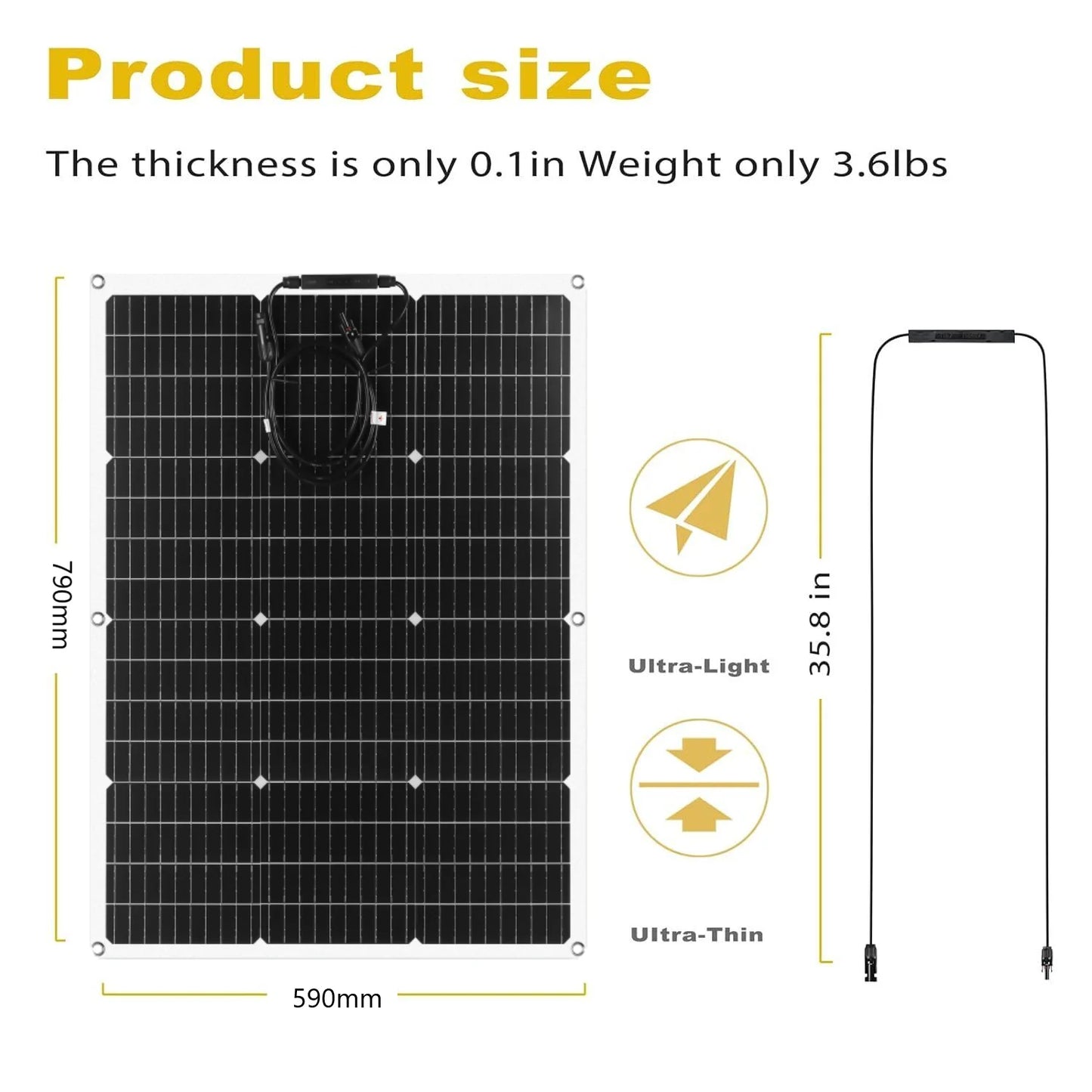 PowMr 2PCS 80W Solar Panel Kit 12V/18V Series 24V Flexible Solar Panel Camping Battery Supply Car Yacht RV Boat Solar Cell Power