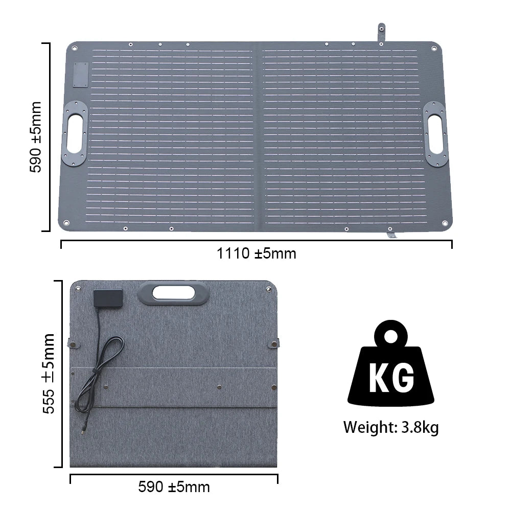 200W ETFE Flexible Foldable Solar Panel 100W Camping Portable Folding Solar Panel Kit High Efficience Travel&Phone&Boat&RV 20.5V