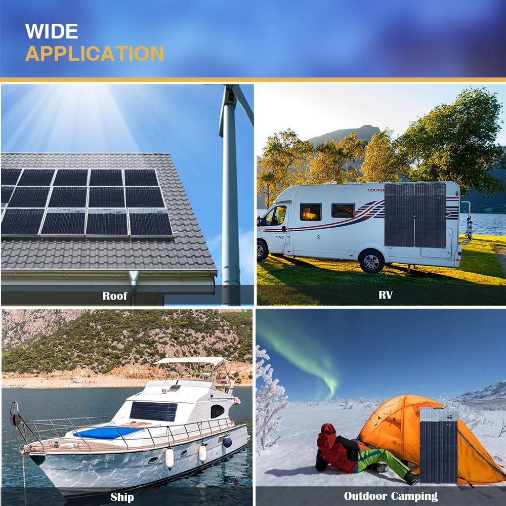 Pannello Solare Flessibile 280W / 140W 12V – Kit Completo Sistema Fotovoltaico per Casa, Auto, Tetto di Camper o RV – Magazzino UE, Spedizione con DHL.