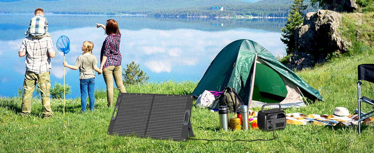 200W ETFE Flexible Foldable Solar Panel 100W Camping Portable Folding Solar Panel Kit High Efficience Travel&Phone&Boat&RV 20.5V