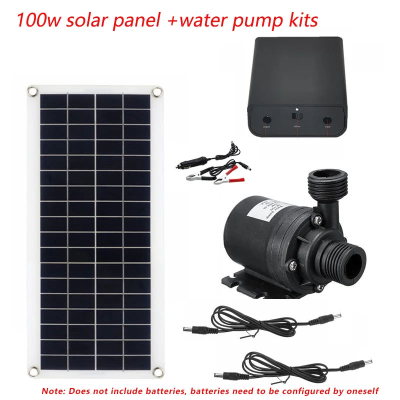 100W 800L/H Solar Panel Power Bank WaterPump Set Ultra-quiet Submersible Water Pump Motory Fish Pond Garden Fountain Decoration