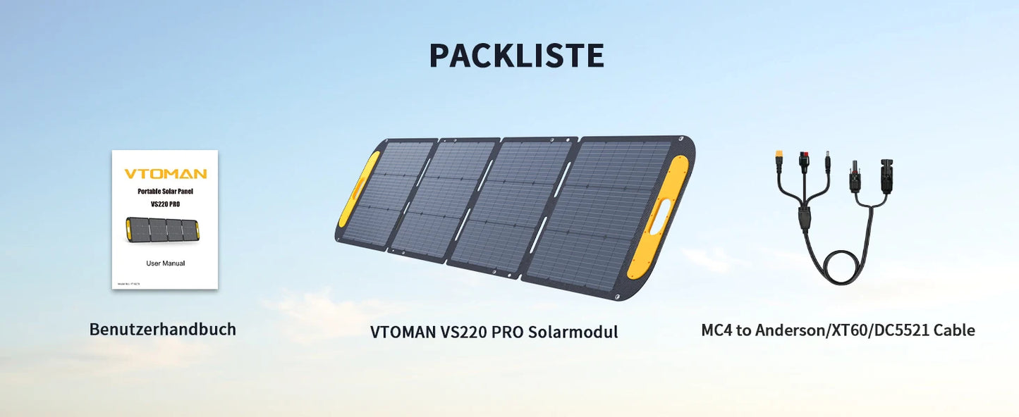 VTOMAN VS220 PRO 220W Solar Panel Kit Complete 48V Power Portable Outdoor Rechargeable Solar Cell Solar Generator for Home