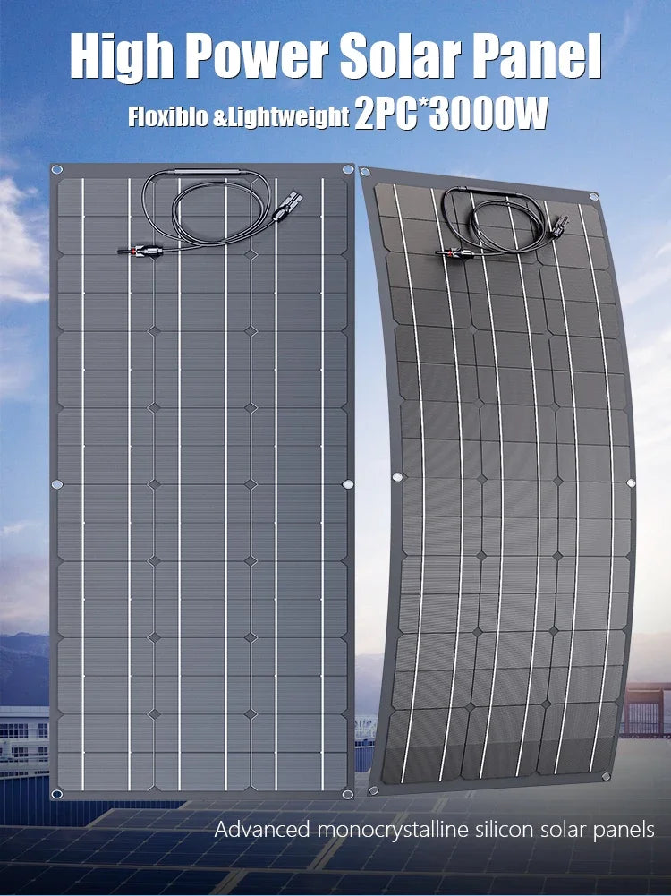 1500W 3000W Solar Panel 1000W Solar High Efficiency Portable Power Bank Flexible Charging Outdoor Solar Cells For Home Camping