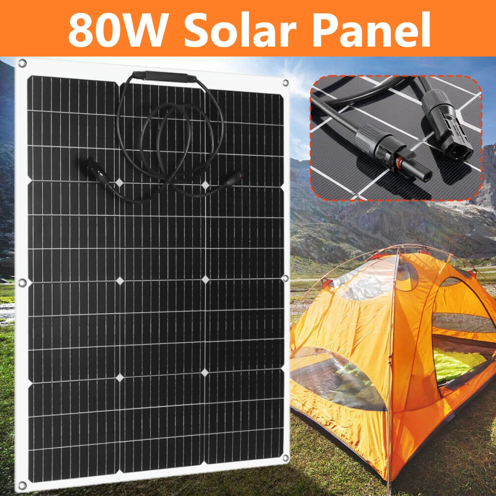 PowMr 2PCS 80W Solar Panel Kit 12V/18V Series 24V Flexible Solar Panel Camping Battery Supply Car Yacht RV Boat Solar Cell Power