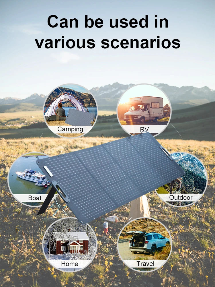 200W ETFE Flexible Foldable Solar Panel 100W Camping Portable Folding Solar Panel Kit High Efficience Travel&Phone&Boat&RV 20.5V
