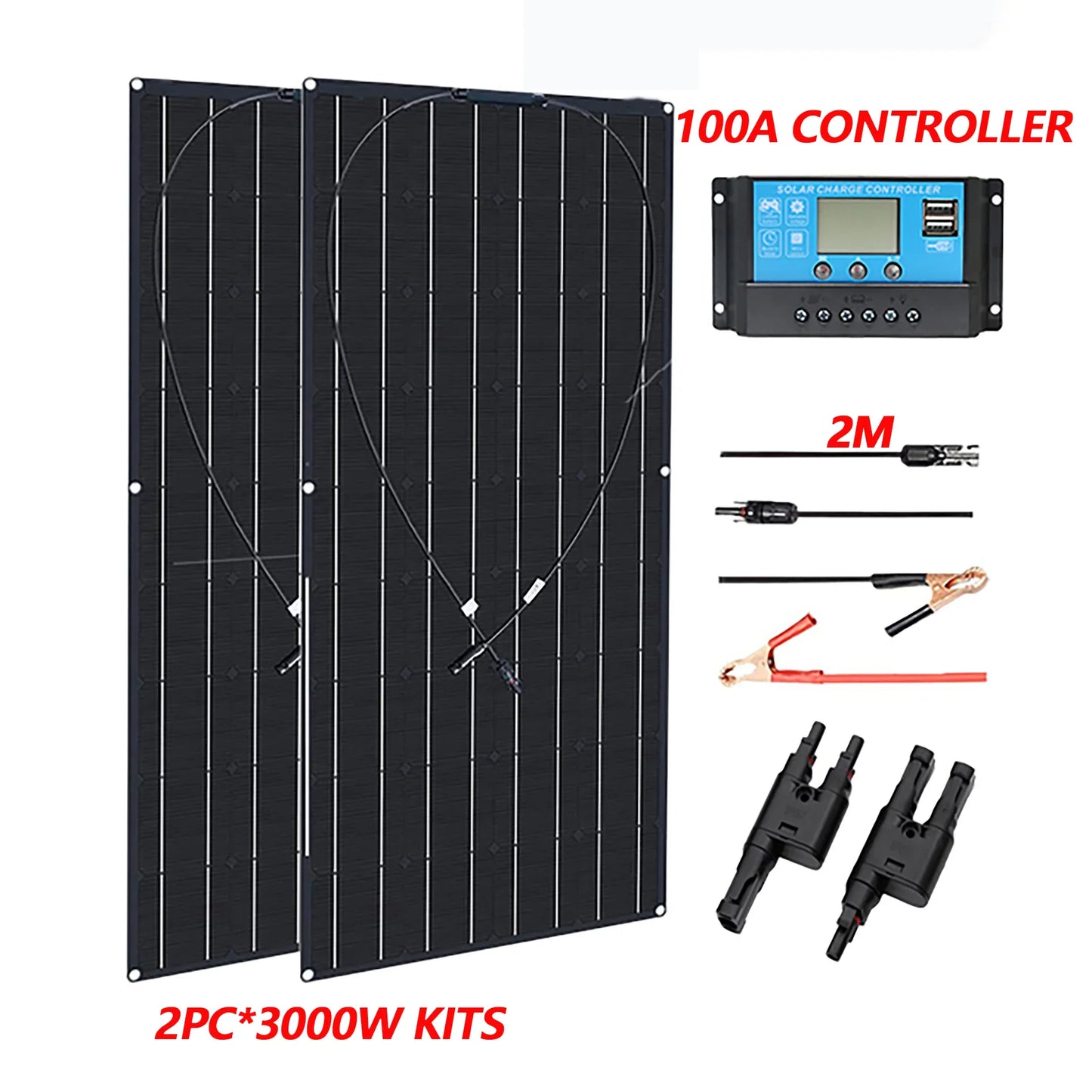 1500W 3000W Solar Panel 1000W Solar High Efficiency Portable Power Bank Flexible Charging Outdoor Solar Cells For Home Camping