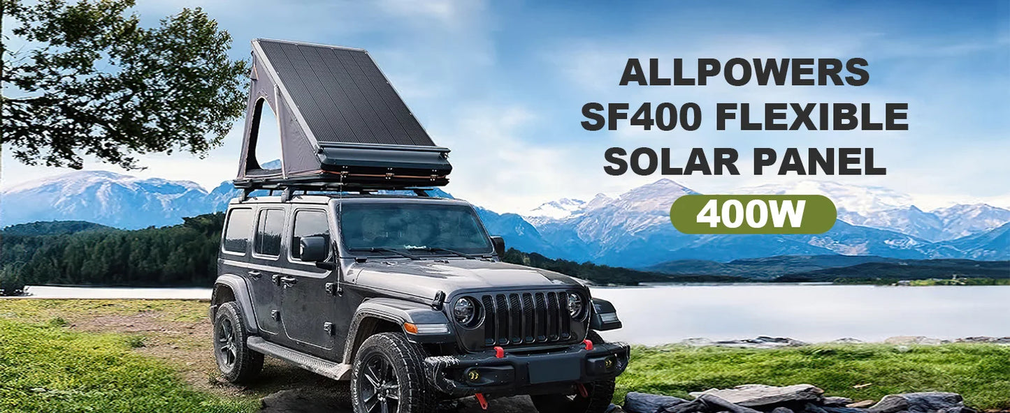 ALLPOWERS 400W Flexible Solar Panel 63V ETFE Monocrystalline Solar Module IP68 Solar Panel for Motorhome Roofs Camping Boats RV