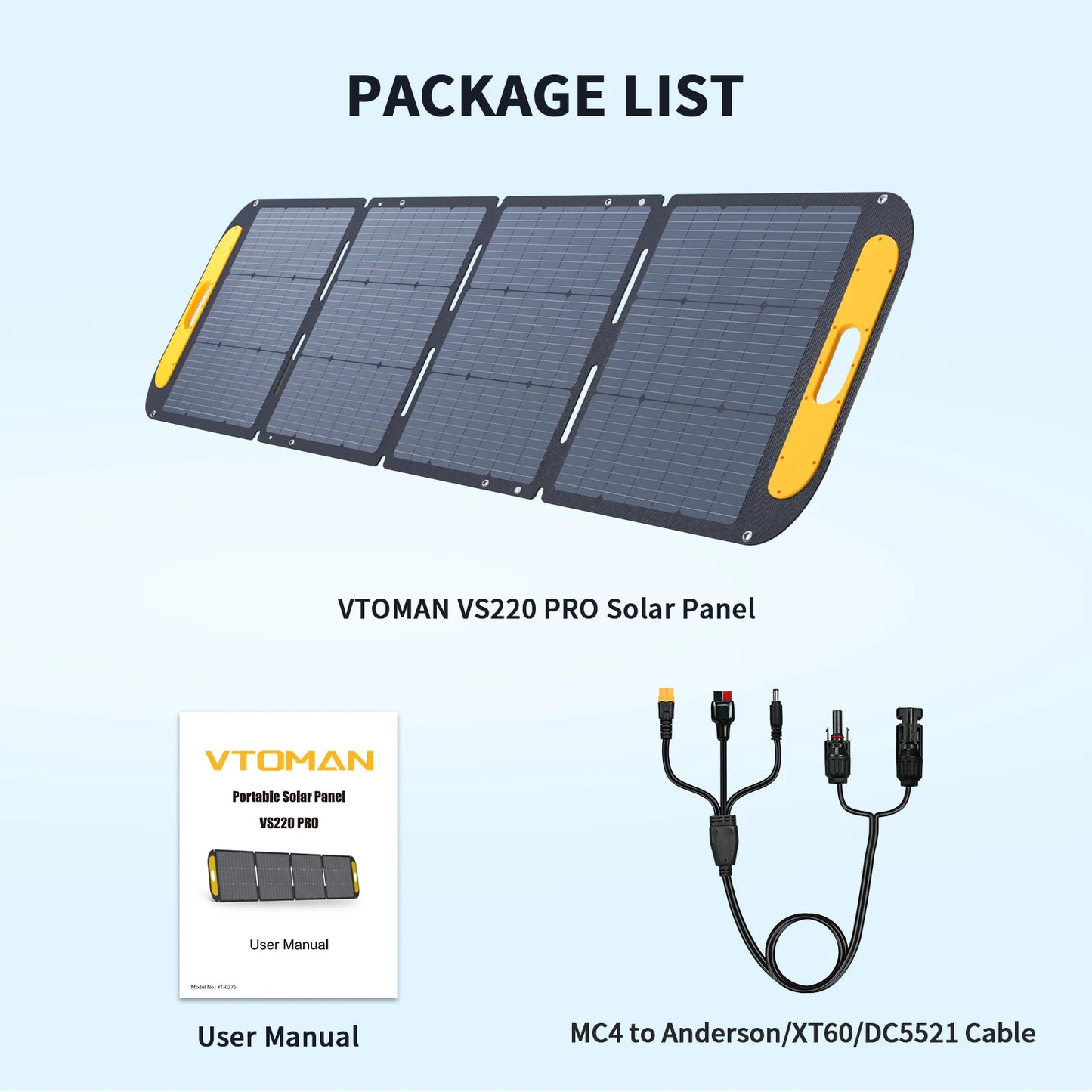 VTOMAN VS220 PRO 220W Solar Panel Kit Complete 48V Power Portable Outdoor Rechargeable Solar Cell Solar Generator for Home
