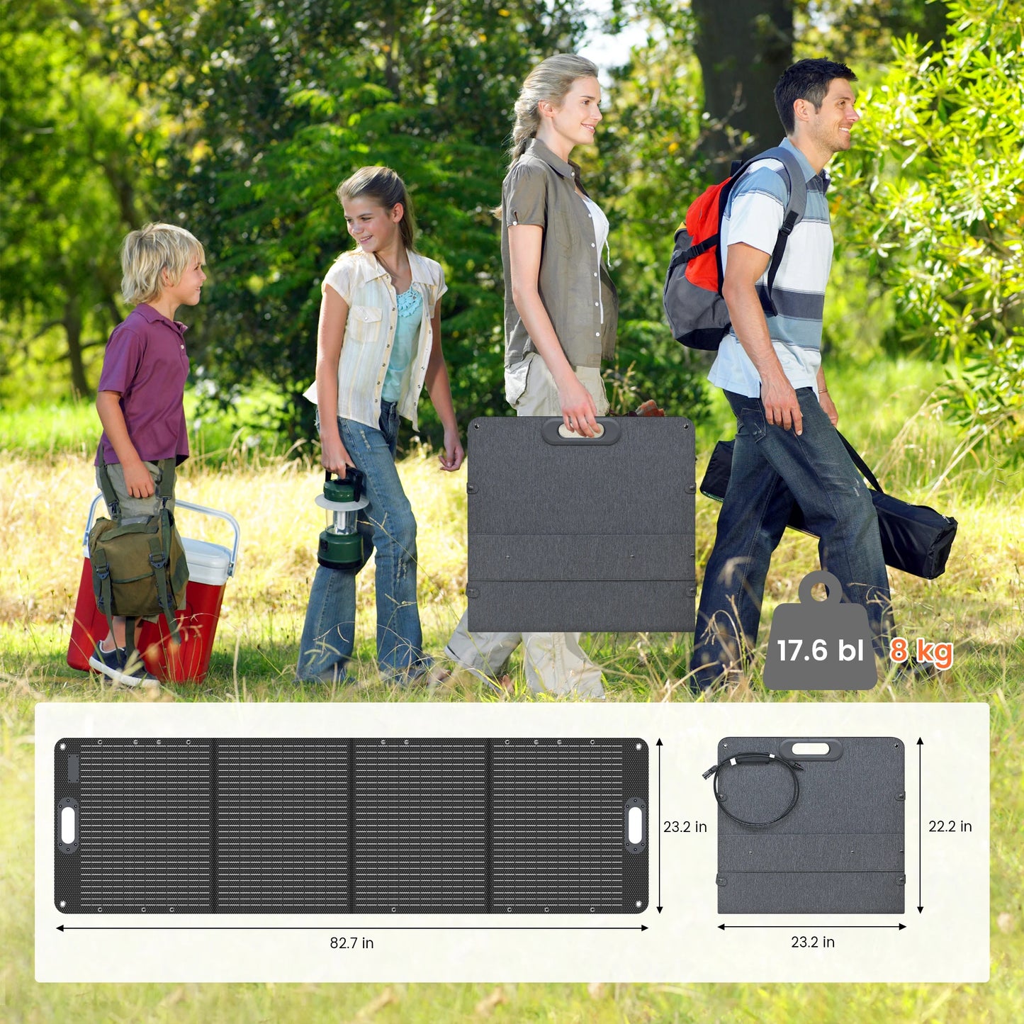 200W ETFE Flexible Foldable Solar Panel 100W Camping Portable Folding Solar Panel Kit High Efficience Travel&Phone&Boat&RV 20.5V