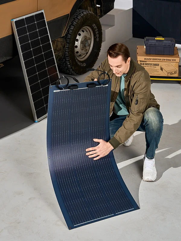 Pannello Solare Flessibile Renogy 100W, 12 Volt – Pannello Solare Semiflessibile Pieghevole Monocristallino per Sistemi Solari Off-Grid, ideale per uso marino.