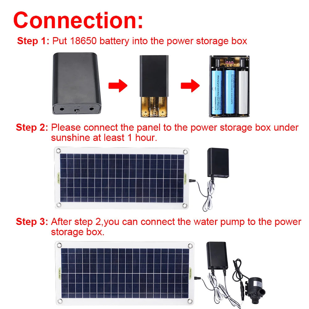 100W 800L/H Solar Panel Power Bank WaterPump Set Ultra-quiet Submersible Water Pump Motory Fish Pond Garden Fountain Decoration