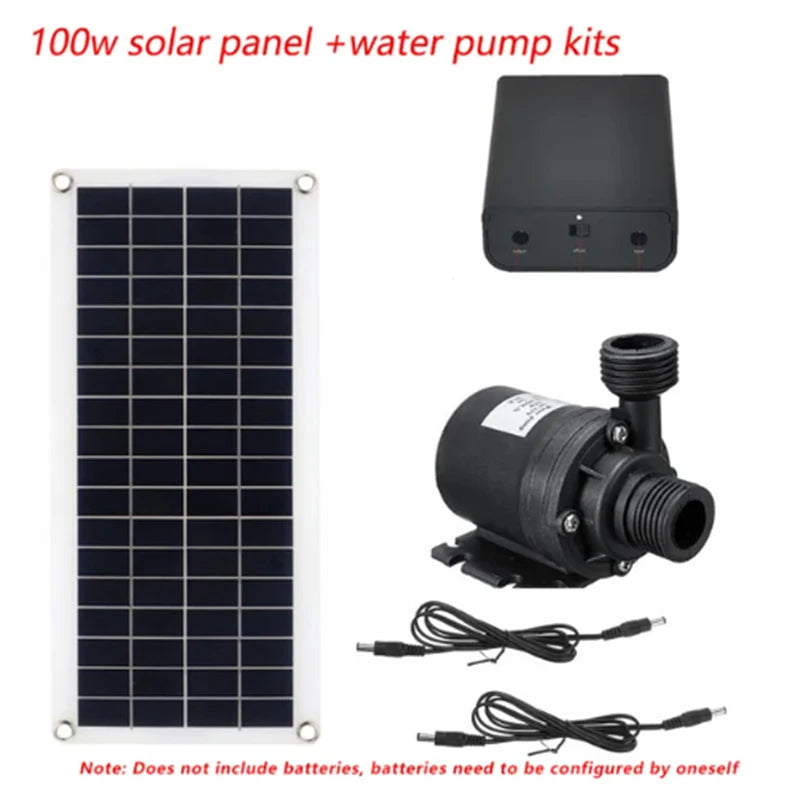 100W 800L/H Solar Panel Power Bank WaterPump Set Ultra-quiet Submersible Water Pump Motory Fish Pond Garden Fountain Decoration