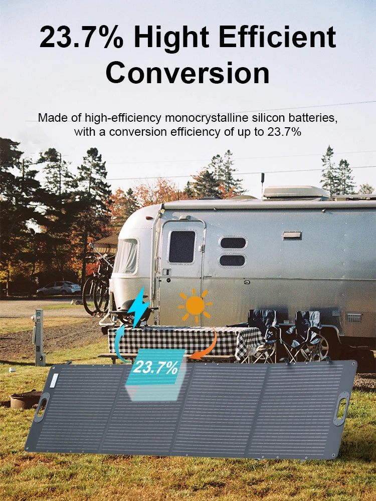 200W ETFE Flexible Foldable Solar Panel 100W Camping Portable Folding Solar Panel Kit High Efficience Travel&Phone&Boat&RV 20.5V