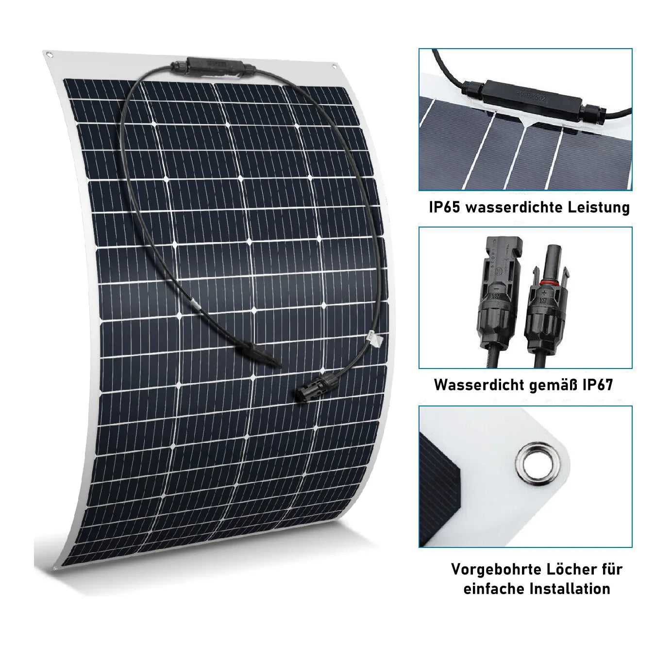 PowMr 2PCS 80W Solar Panel Kit 12V/18V Series 24V Flexible Solar Panel Camping Battery Supply Car Yacht RV Boat Solar Cell Power