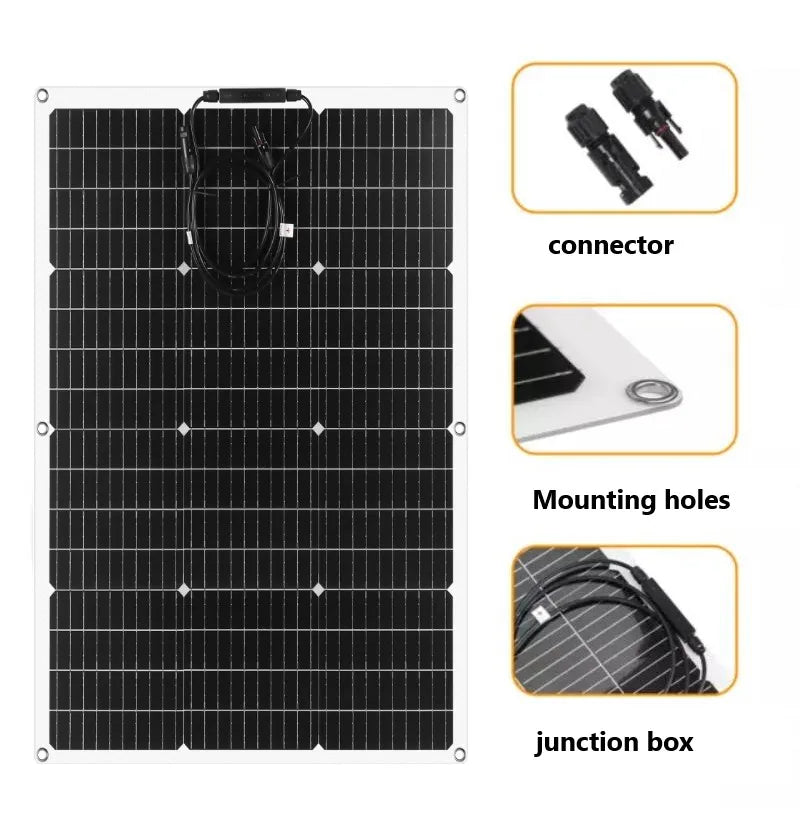 PowMr 2PCS 80W Solar Panel Kit 12V/18V Series 24V Flexible Solar Panel Camping Battery Supply Car Yacht RV Boat Solar Cell Power