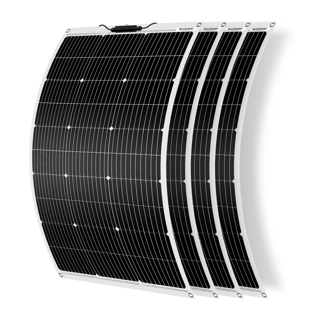 DOKIO 4PCS 100W solar panel 18V monocrystalline flexible panels suitable for camping, RV installation can charge 12V batteries