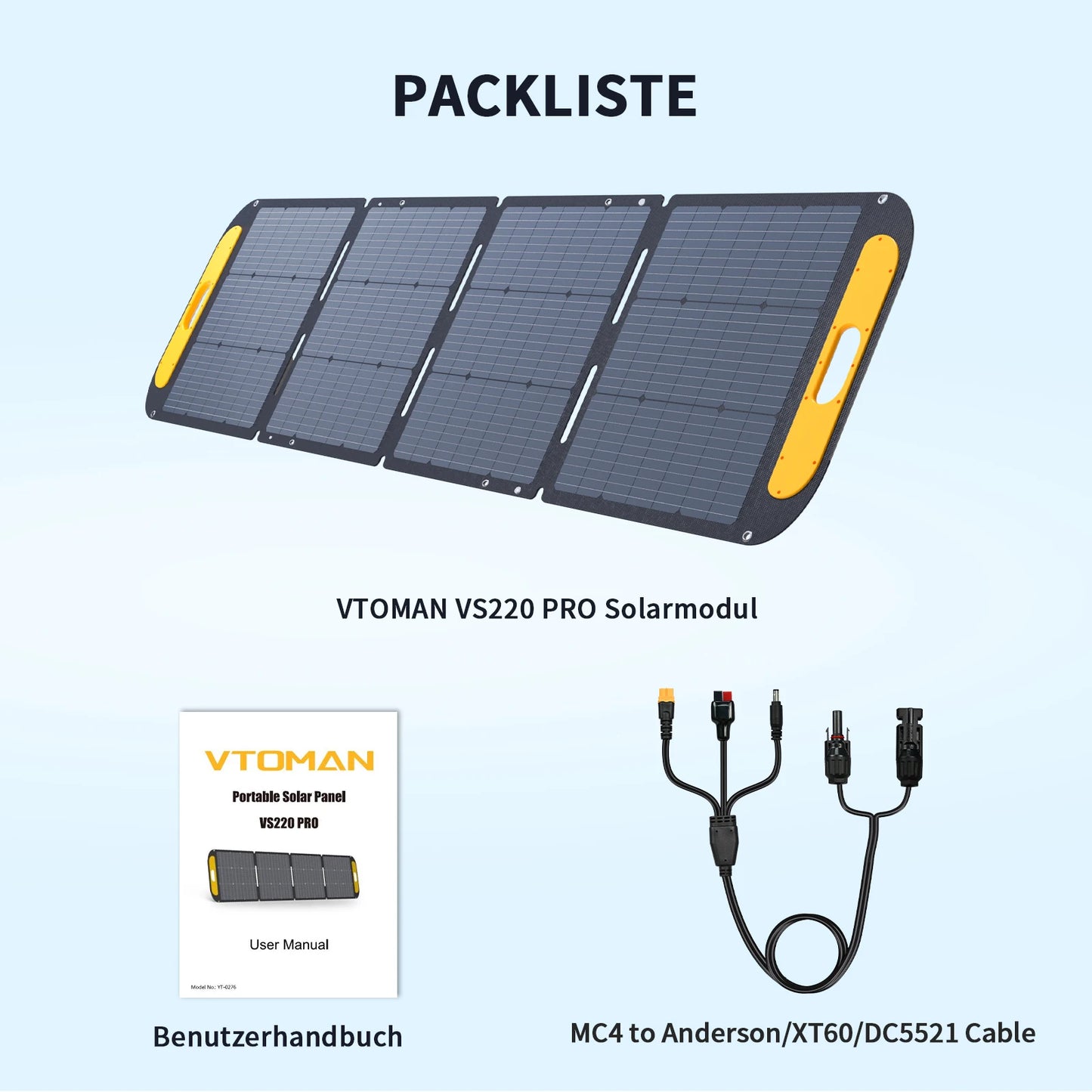 VTOMAN VS220 PRO 220W Solar Panel Kit Complete 48V Power Portable Outdoor Rechargeable Solar Cell Solar Generator for Home