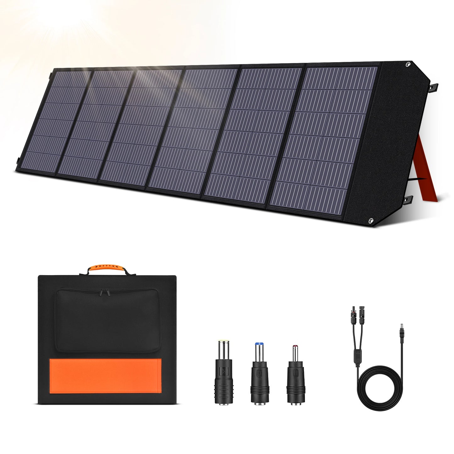 200W ETFE Flexible Foldable Solar Panel 100W Camping Portable Folding Solar Panel Kit High Efficience Travel&Phone&Boat&RV 20.5V