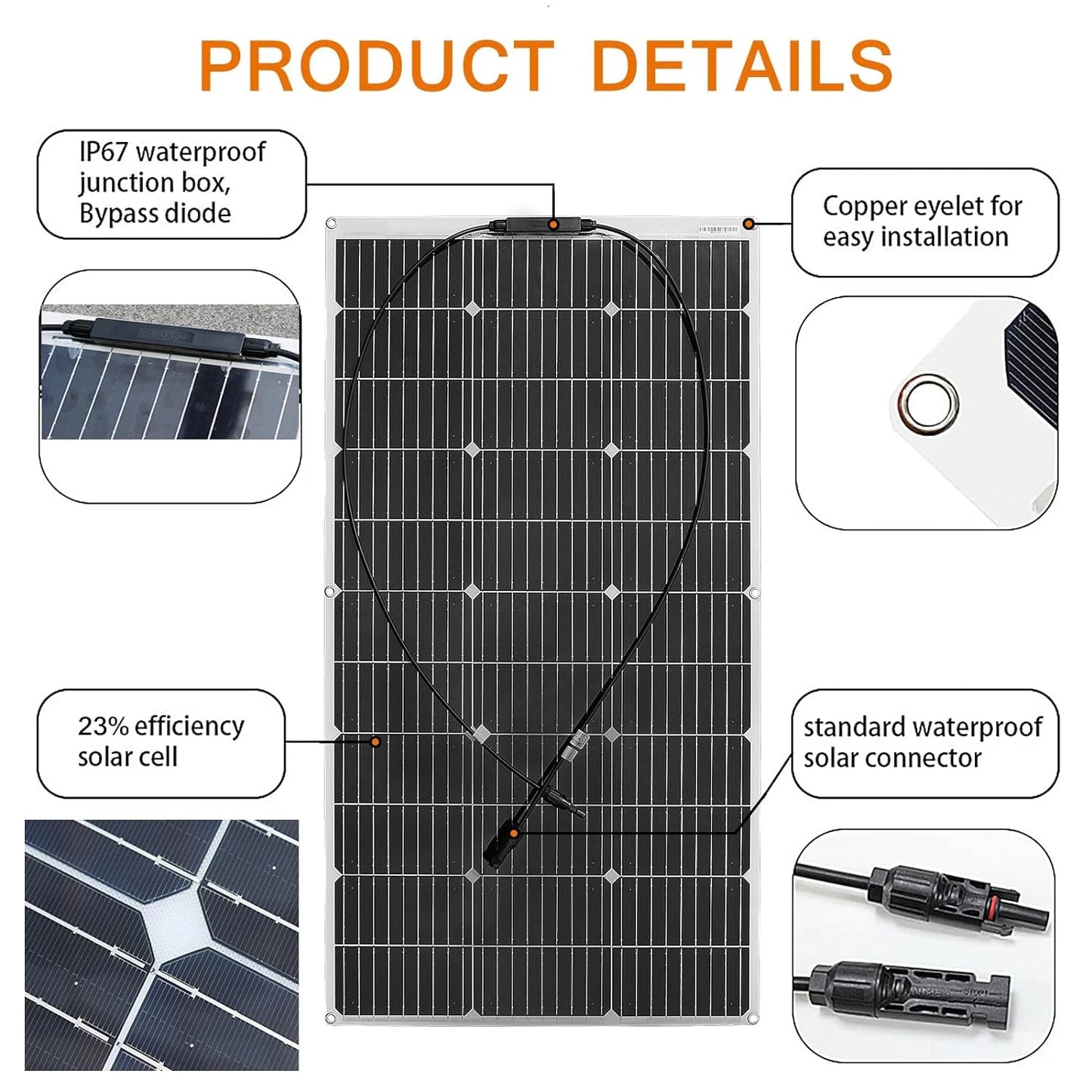PowMr 100W/200W/300W Flexible Solar Panels 12V Solar Cell MONO ETFE Solar Battery 18V Camping RV Boat Home Charge Power Supplies
