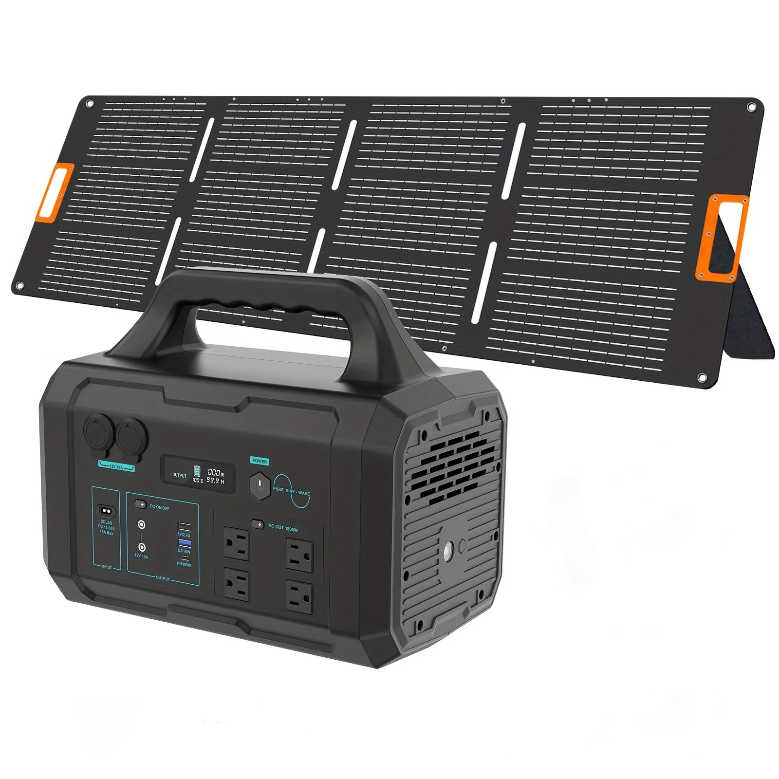 1800W Milky Way Black + 200W Solar Panel High-Efficiency Power Supply Kit for Longer Endurance