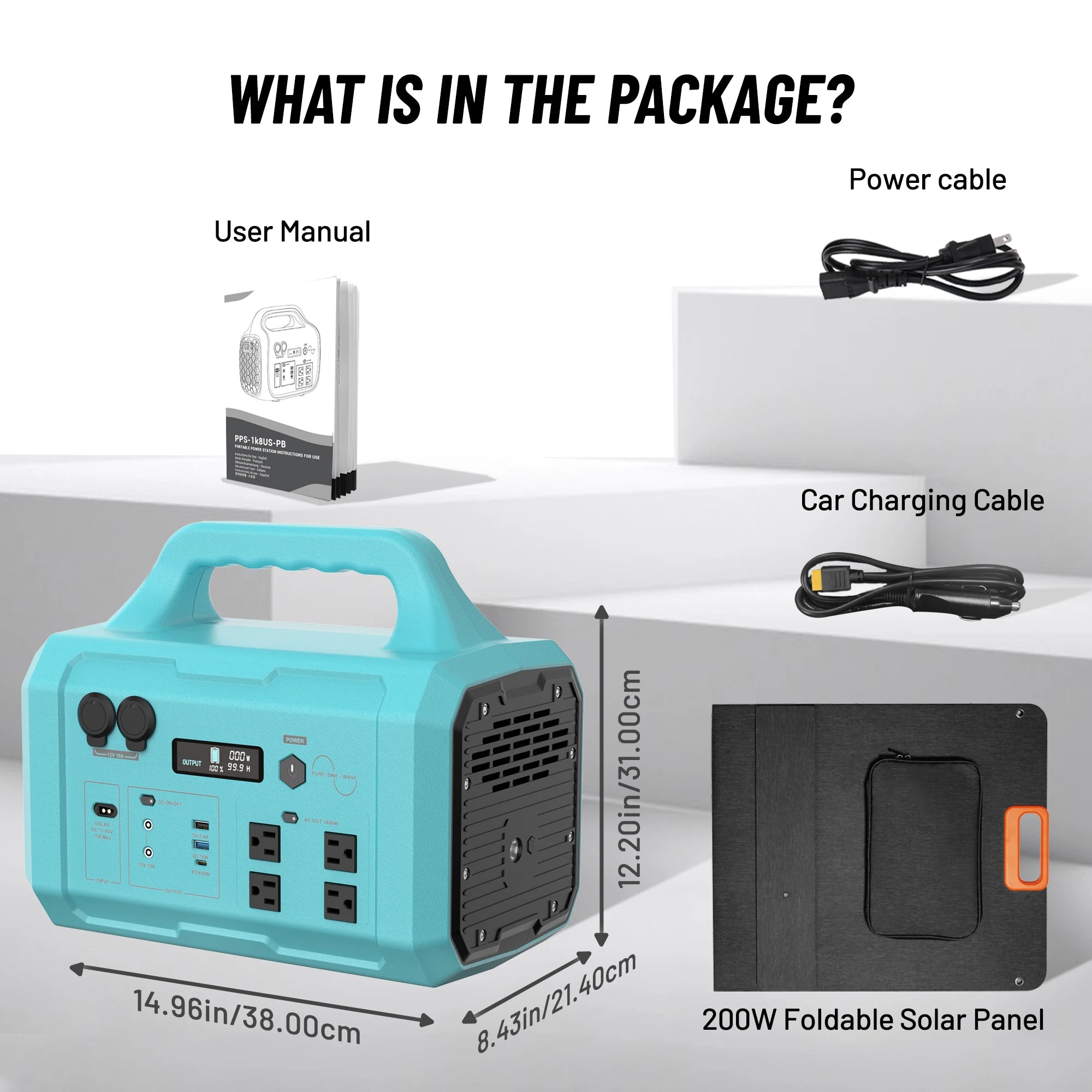 Blue Galaxy 1800W High-Power Generator + 200W Solar Panel Portable Power Station Plug and Play