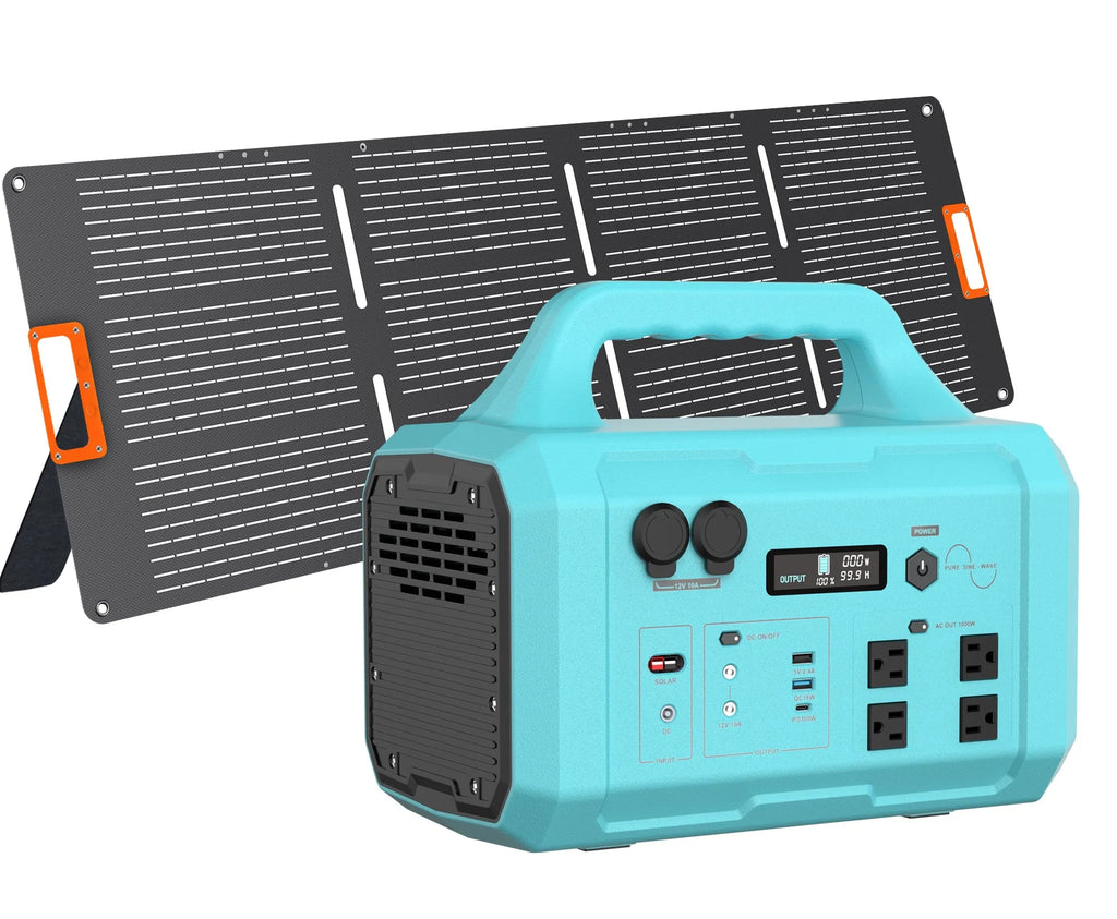 Blue Galaxy 1000W High-Power Generator + 200W Solar Panel Portable Power Station Plug and Play