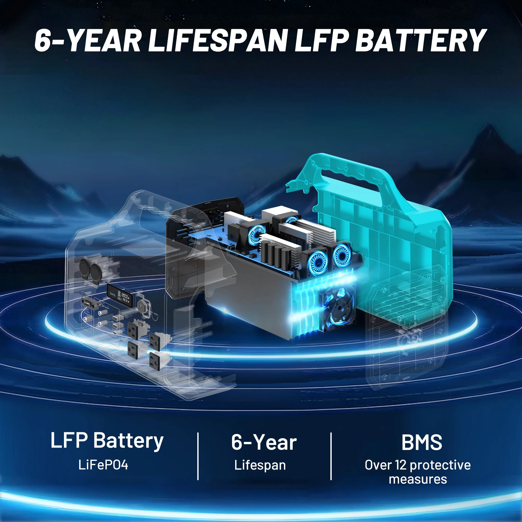 Blue Galaxy 1000W High-Power Generator + 200W Solar Panel Portable Power Station Plug and Play