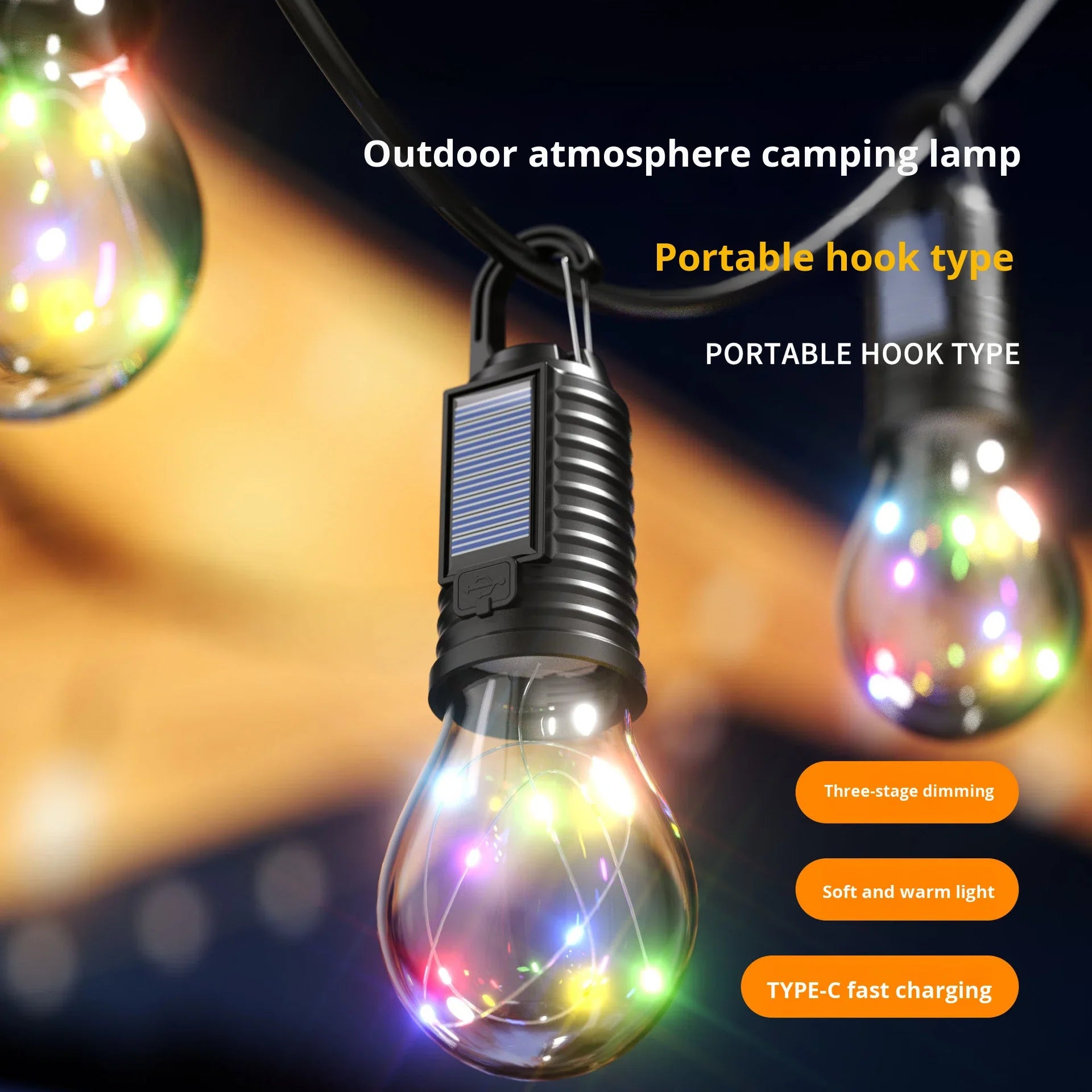 Lampadina LED Solare Ricaricabile da Campeggio