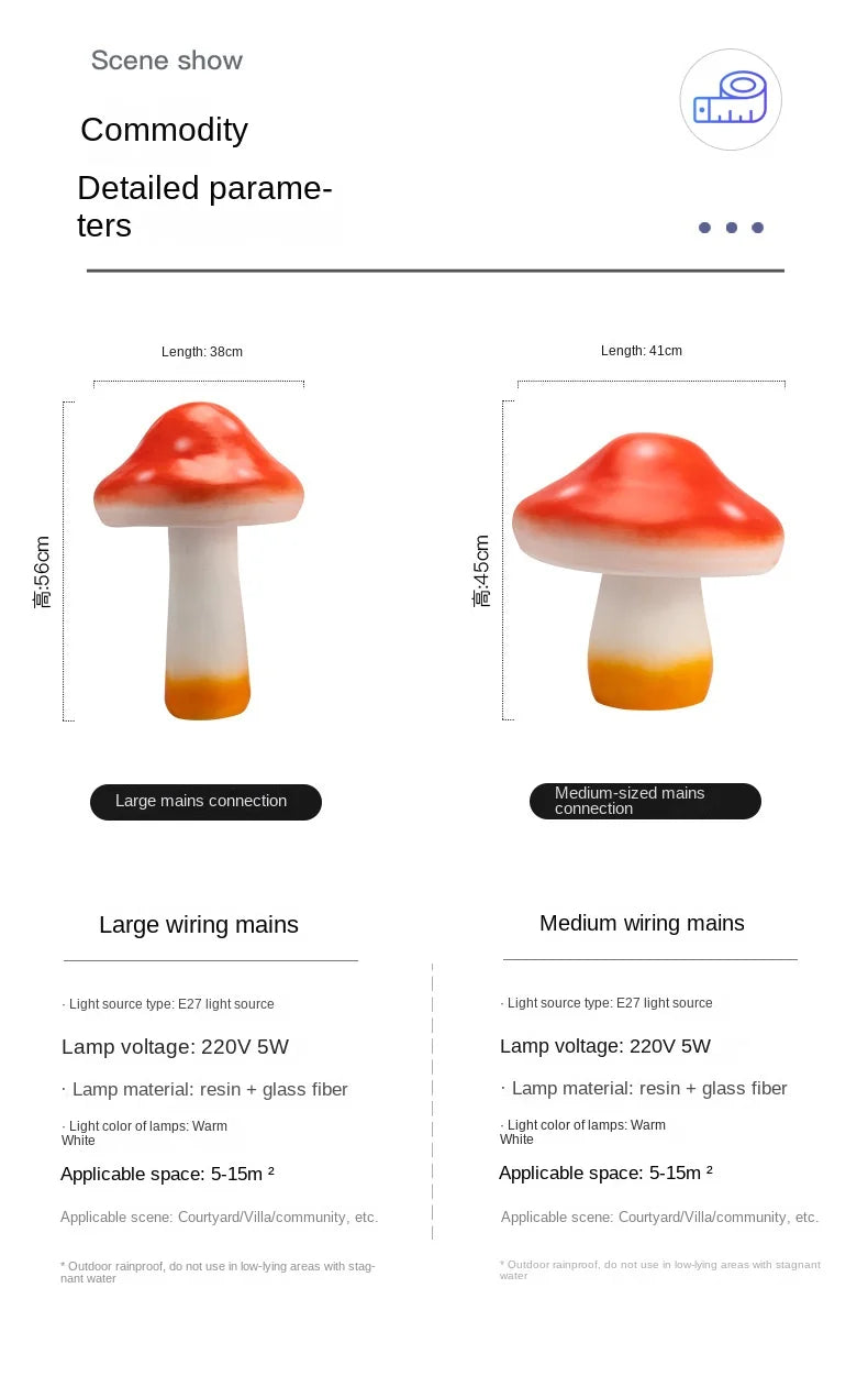 Lampada Fungo Solare in Resina Decorativa