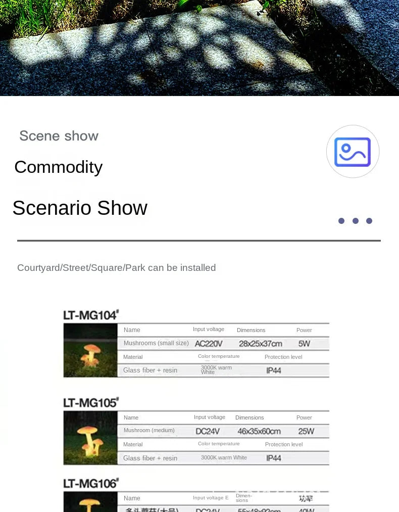 Lampada Fungo Solare in Resina Decorativa