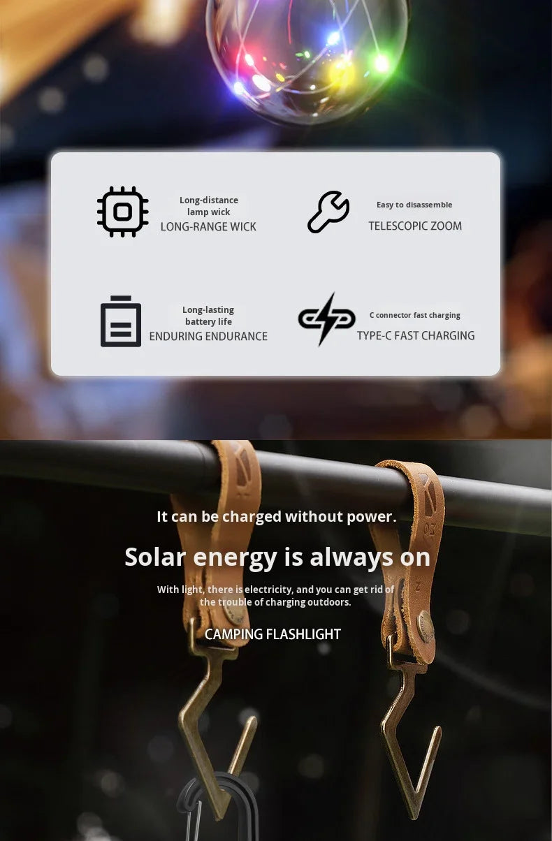 Lampadina LED Solare Ricaricabile da Campeggio