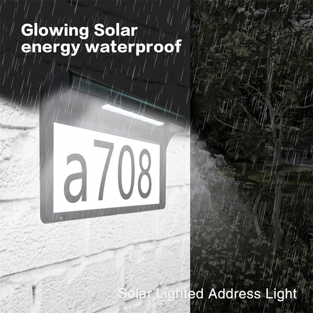 Solar House Number Light Outdoor Waterproof LED Address Sign Lamp Wireless Sunpower Garden Door Decorative Plaque Wall Light