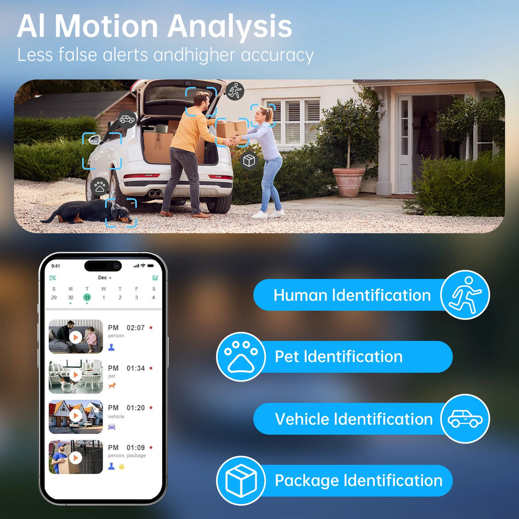 WESECUU Hot Selling Low Power Wireless Solar Panel IP Camera 4MP PIR WiFi Rechargeable Battery Security Outdoor Camera