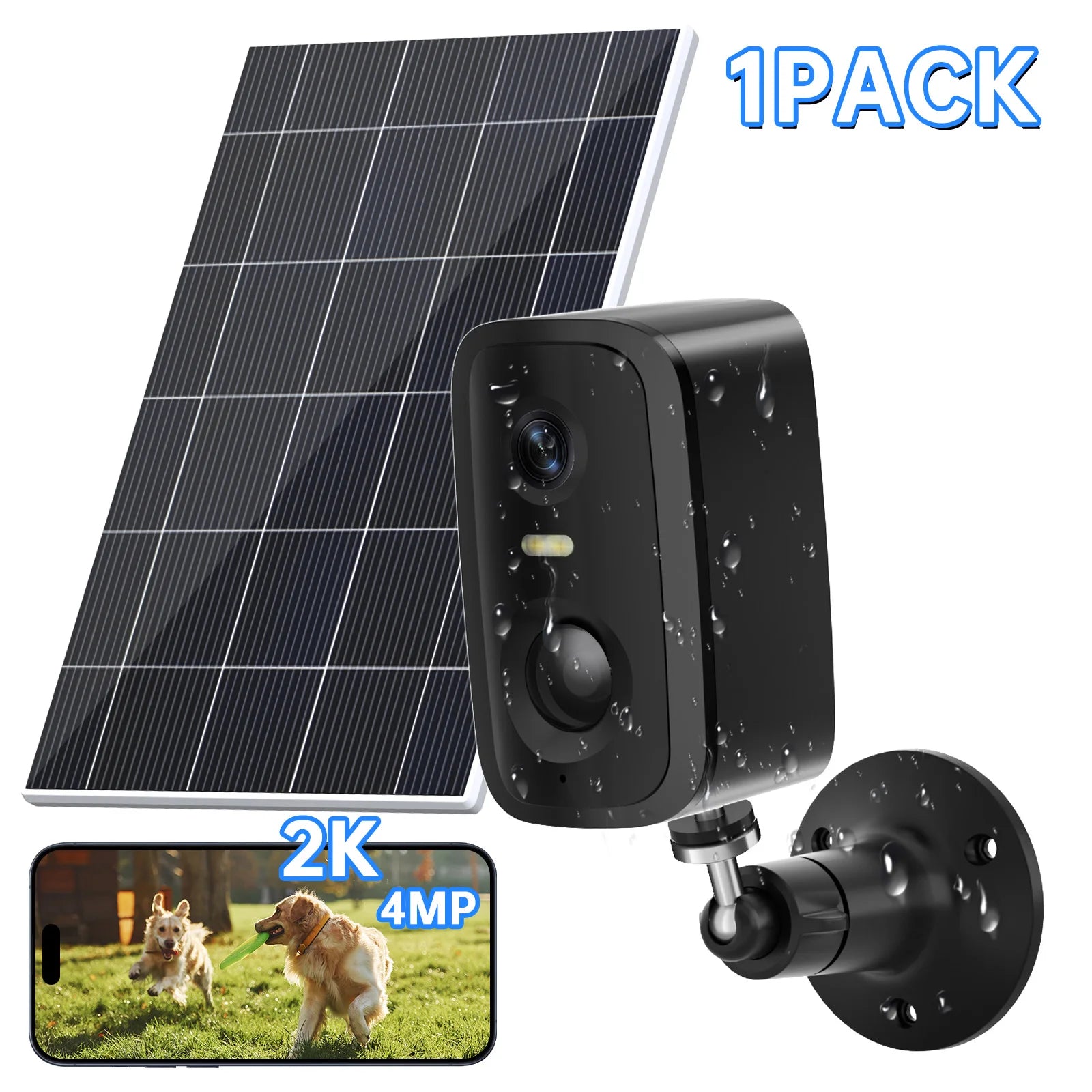 WESECUU Hot Selling Low Power Wireless Solar Panel IP Camera 4MP PIR WiFi Rechargeable Battery Security Outdoor Camera