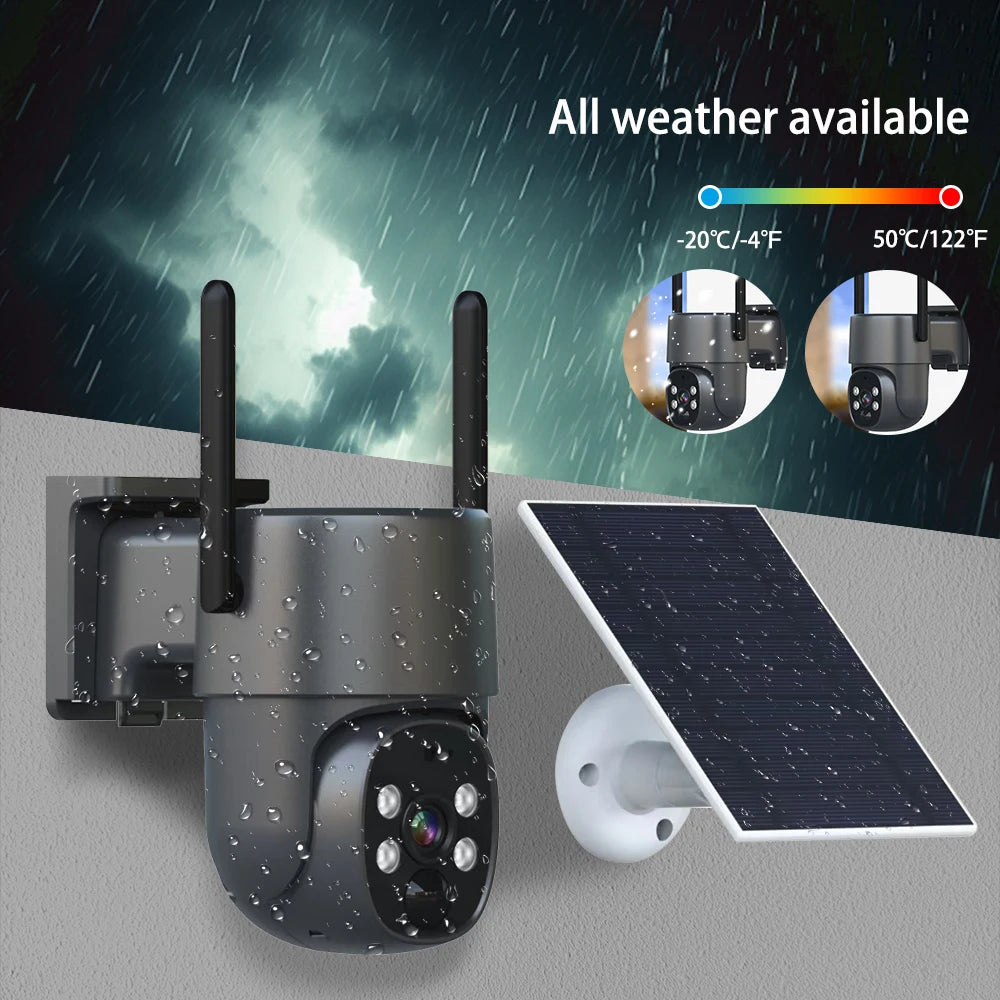 Solar Powered Cctv Camera System Outdoor Wireless IP65 Waterproof 3W Solar Panel Smart Security Camera