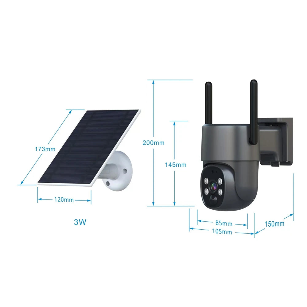 Solar Powered Cctv Camera System Outdoor Wireless IP65 Waterproof 3W Solar Panel Smart Security Camera