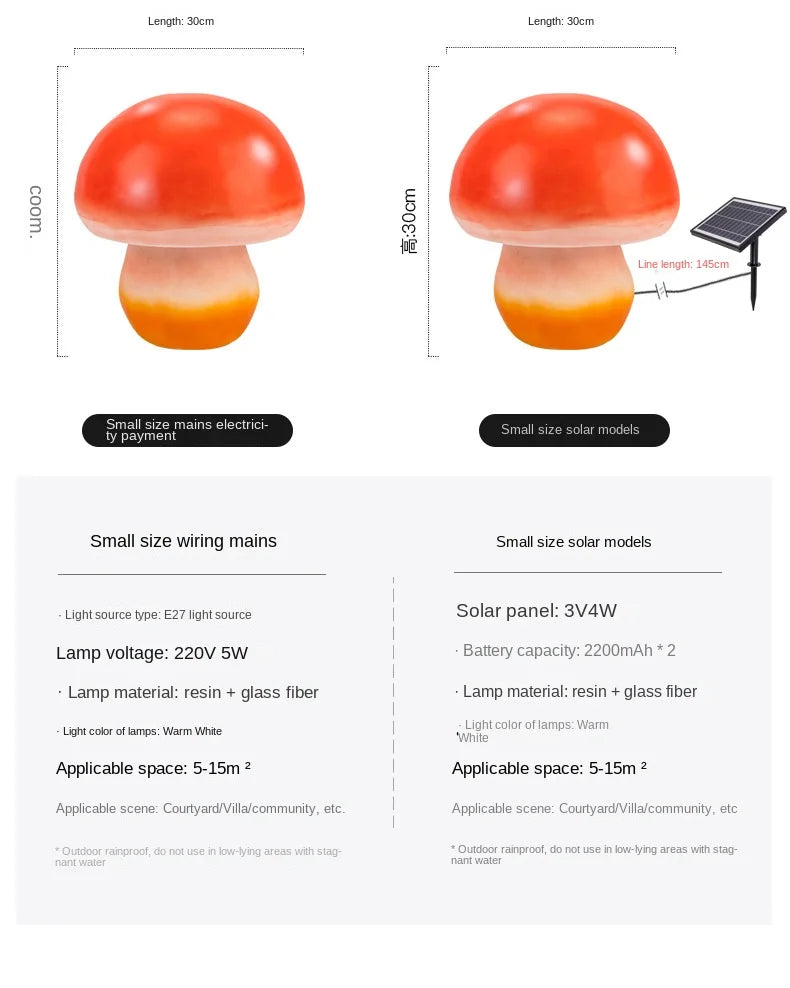 Lampada Fungo Solare in Resina Decorativa