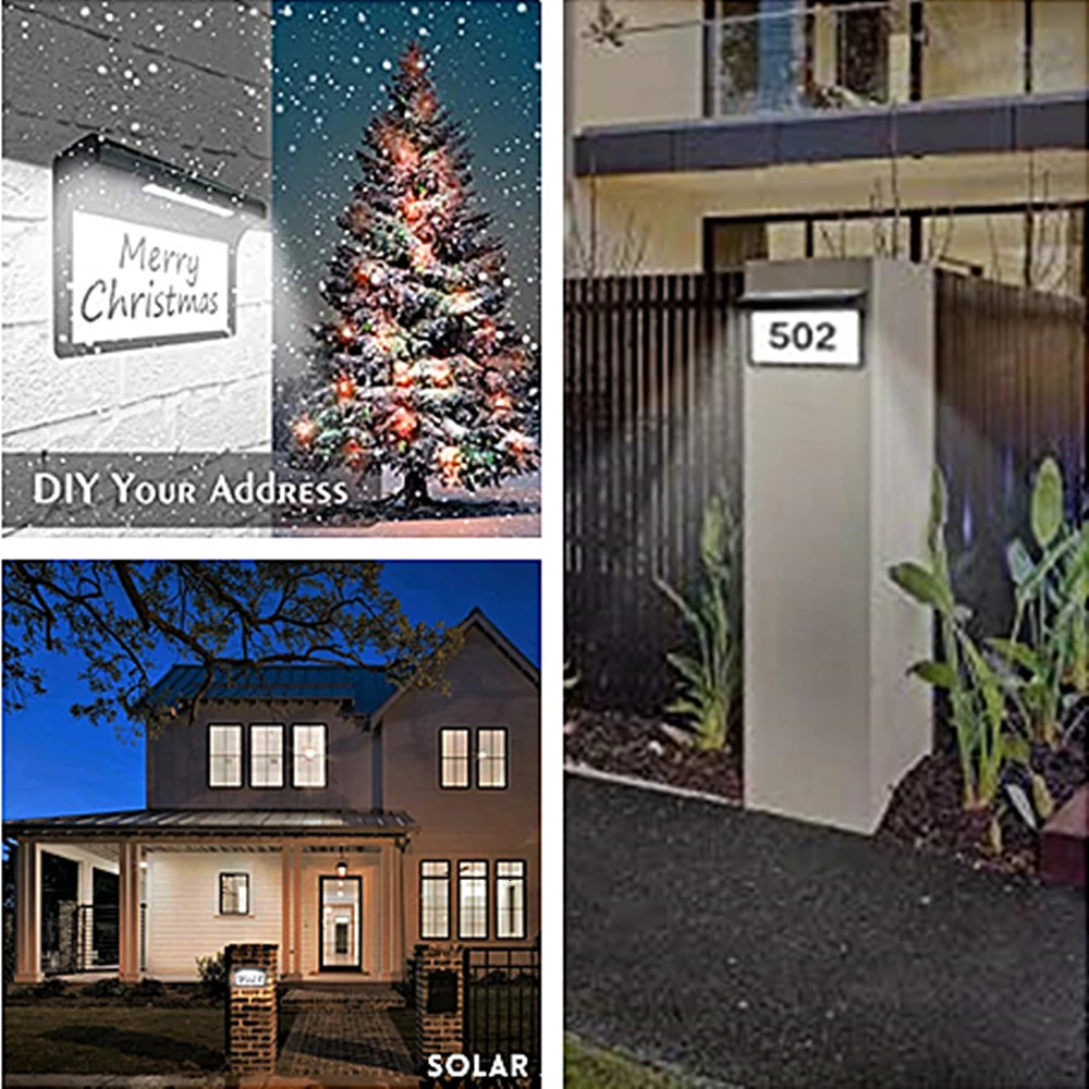 Solar House Number Light Outdoor Waterproof LED Address Sign Lamp Wireless Sunpower Garden Door Decorative Plaque Wall Light