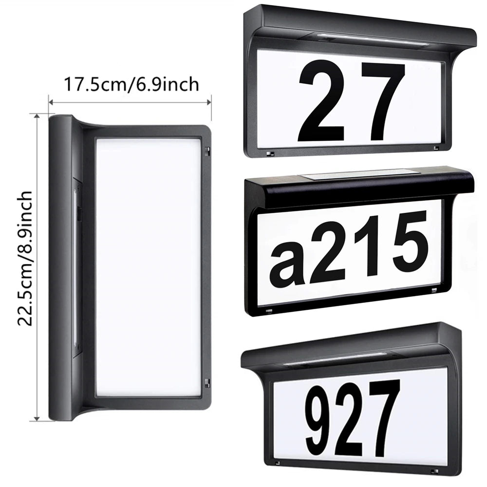 Solar House Number Light Outdoor Waterproof LED Address Sign Lamp Wireless Sunpower Garden Door Decorative Plaque Wall Light