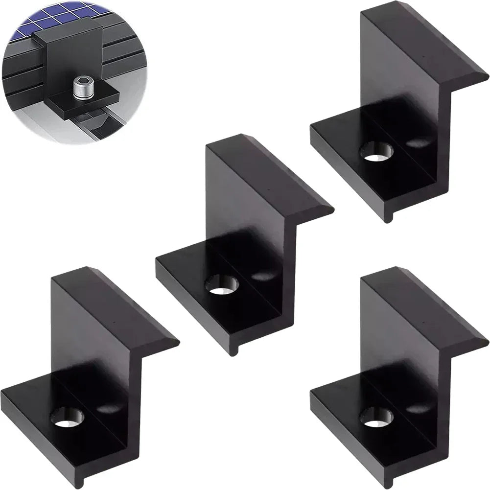 4Pcs End Clamp PV Solar Panel Mount Accessories PV End Clamp Aluminum Alloy Black Photovoltaic Bracket Side Pressure Block
