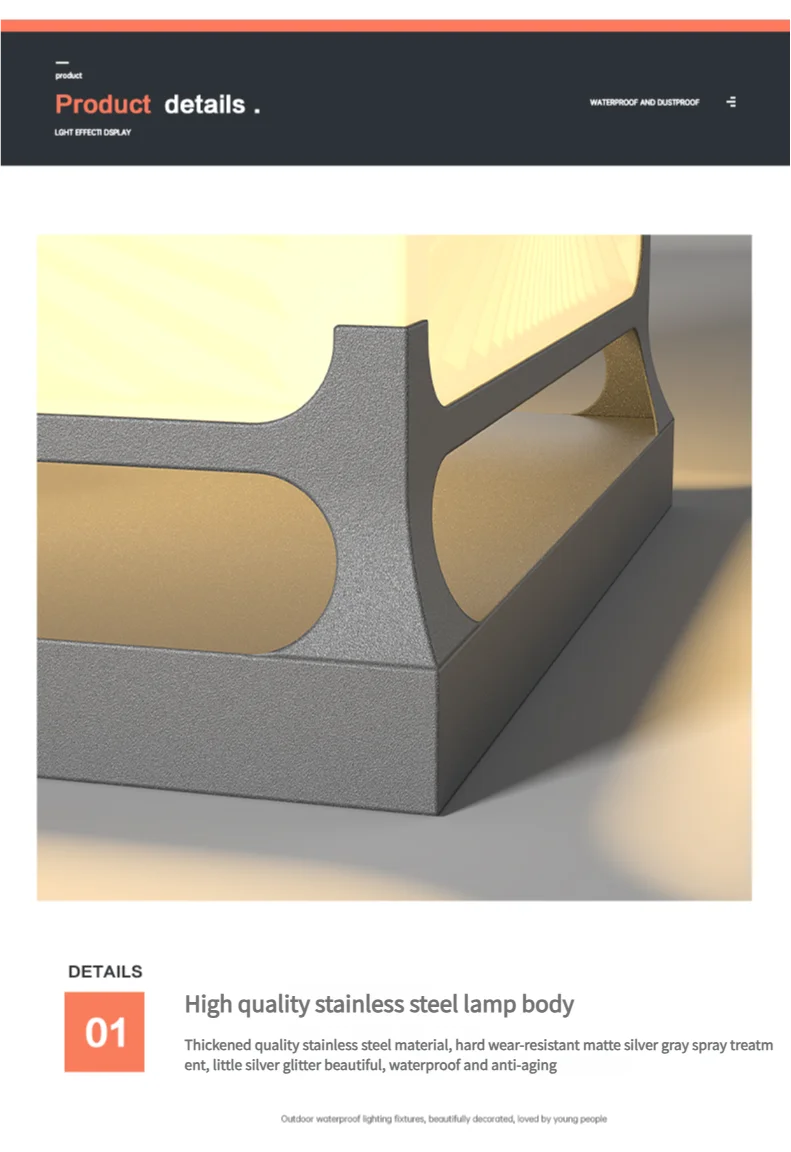 Modern Solar Outdoor Waterproof Decorations Door Post Atmosphere Light Yard Patio Pathway Courtyard Square Wall Pillar Light