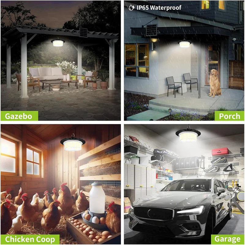 Solar Shed Light Indoor Outdoor, 244LED Pendant Light, Motion Sensor Solar Indoor Light With Remote Control for Home Yard Garage