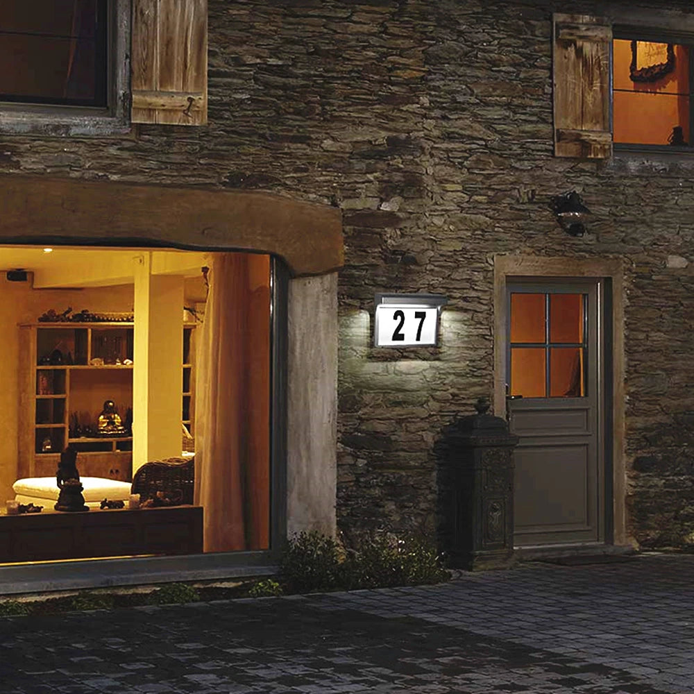Solar House Number Light Outdoor Waterproof LED Address Sign Lamp Wireless Sunpower Garden Door Decorative Plaque Wall Light