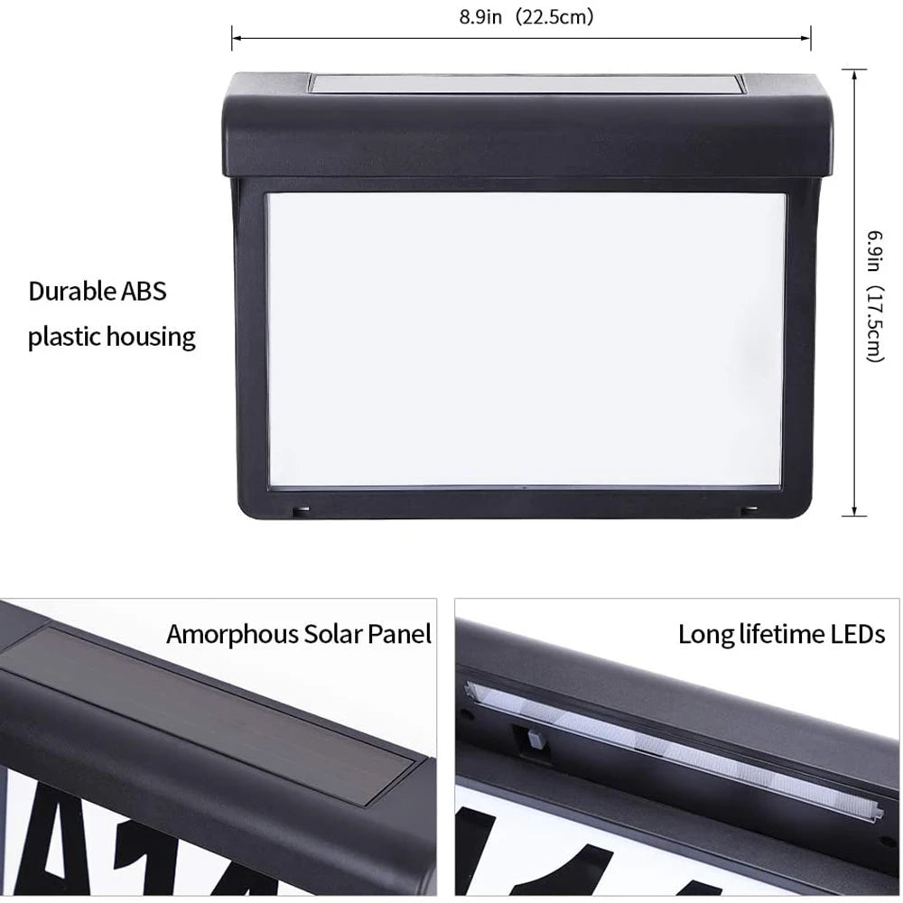 Solar House Number Light Outdoor Waterproof LED Address Sign Lamp Wireless Sunpower Garden Door Decorative Plaque Wall Light