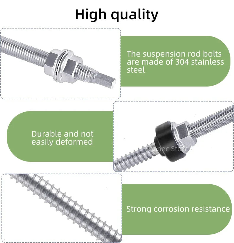Solar Hanger Bolts Solar Panel Roof Mounting Screws 4/6pcs M10 Solar Accessories Photovoltaic Roof Bracket 304 Stainless Steel