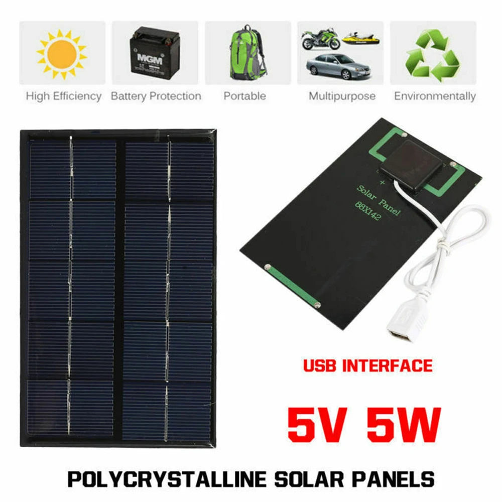 USB Solar Panel Outdoor 10W 5V Portable Solar Charger Pane Climbing Fast Charger Polysilicon Travel DIY Solar Charger Generator
