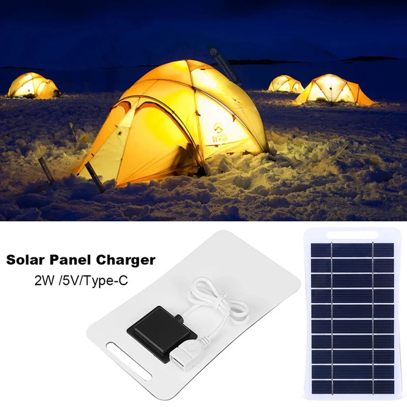 2W 5W Solar Panel With USB Waterproof Outdoor Hiking And Camping Portable Battery Mobile Phone Charging Bank Charging Panel 5V